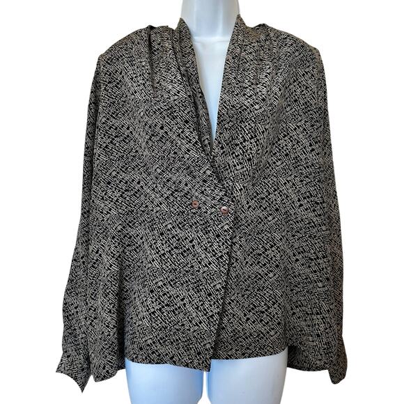 Vintage Spenser Jeremy Thin Lightweight Silk Jacket Black Beige Size Large - Picture 1 of 9